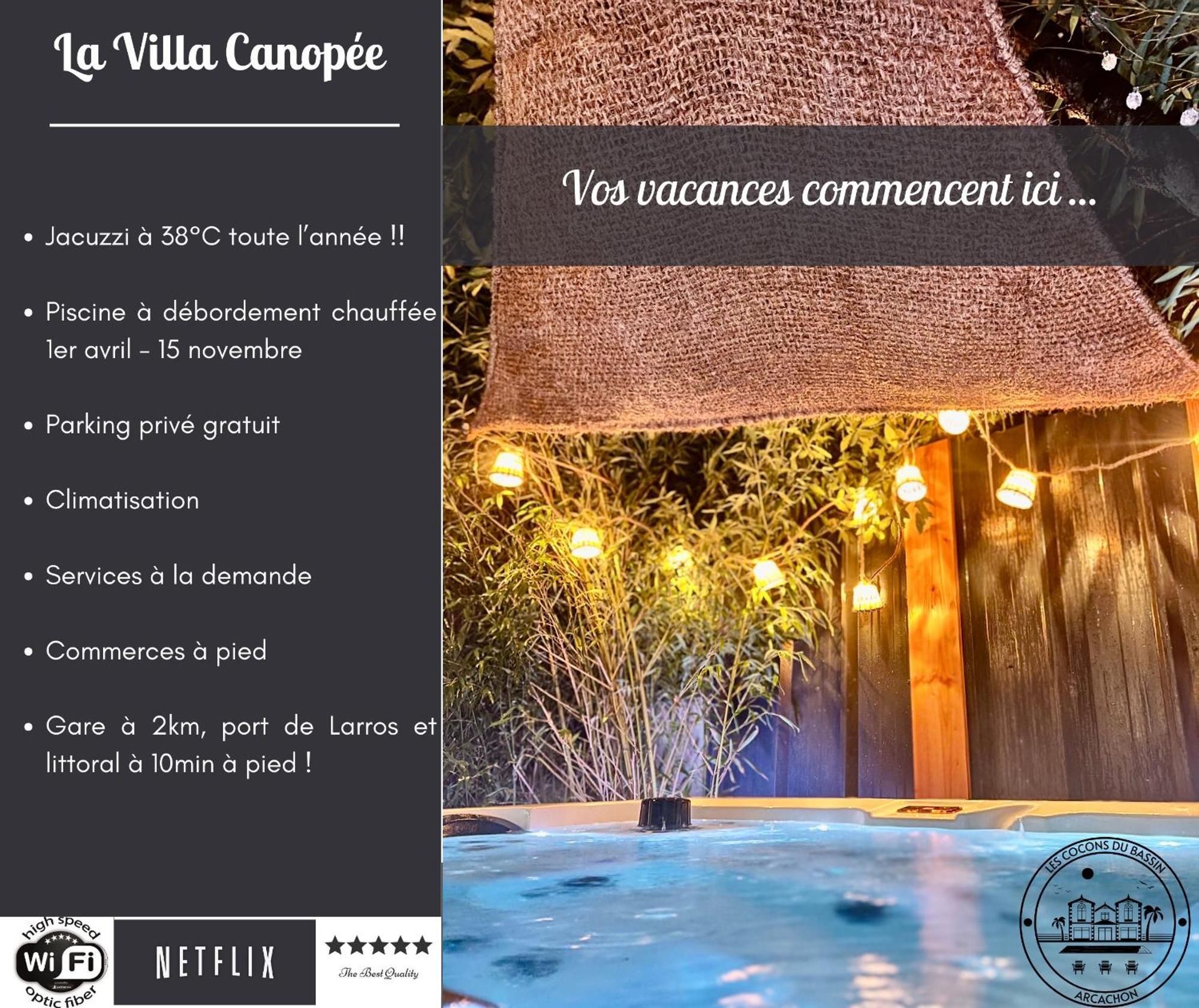La Villa Canopee - Piscine Chauffee-Fibre-Clim-Jacuzzi Gujan-Mestras Bagian luar foto